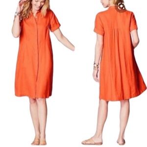 J.Jill Women's Zinnia Orange Linen Dress Size Small